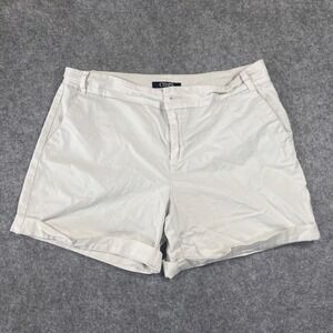 Chaps Chino Shorts Size 10 Off-White Cotton Blend Cuffed Hem